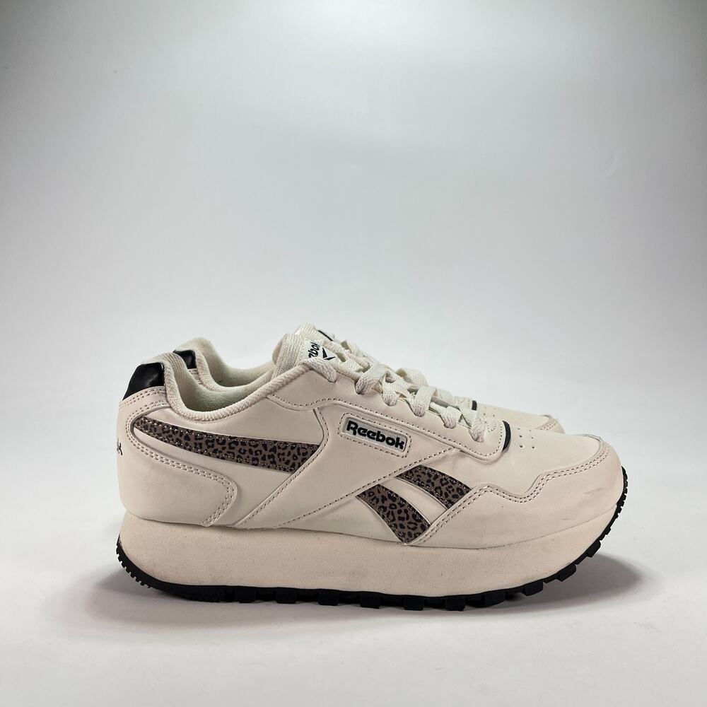 Reebok Classic White Leather Leopard Casual Sneakers AR30142W Women's Size 7.5